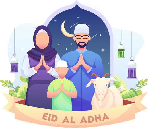 Happy Eid Al Adha Mubarak greeting  Illustration