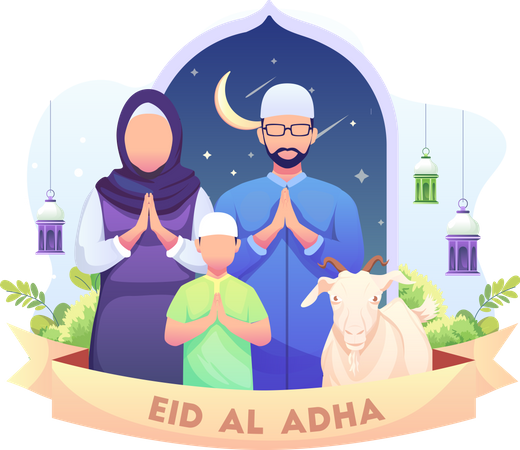 Happy Eid Al Adha Mubarak greeting  Illustration