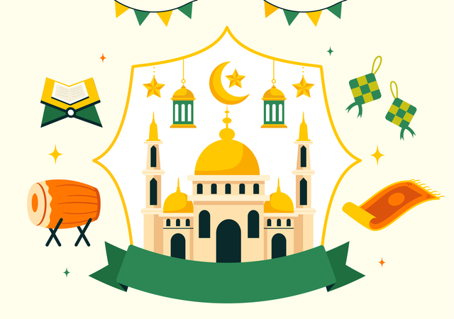 Happy Eid Al-Fitr Mubarak  Illustration