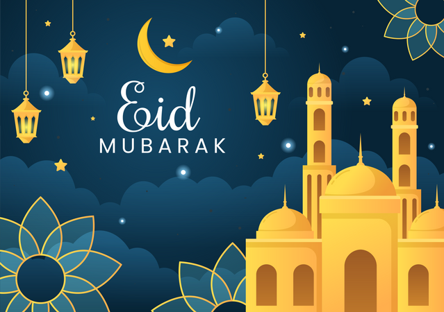 Happy Eid Al-Fitr Mubarak  Illustration