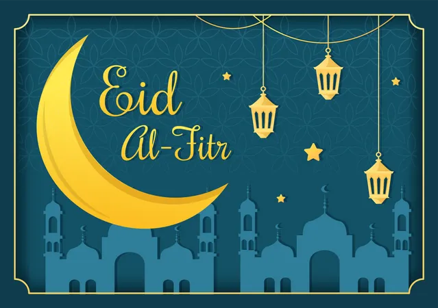 Happy Eid Al-Fitr Mubarak  Illustration