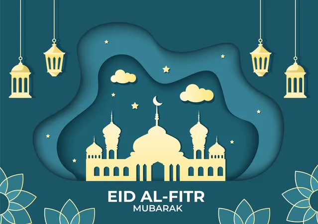 Happy Eid Al-Fitr Mubarak  Illustration