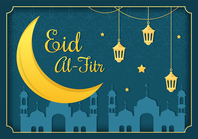 Happy Eid Al-Fitr Mubarak  Illustration