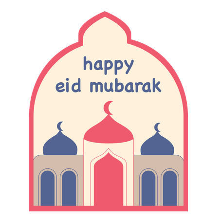 Happy Eid Mubarak and Mosque Domes  Illustration