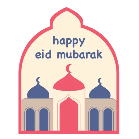 Happy Eid Mubarak and Mosque Domes  Illustration