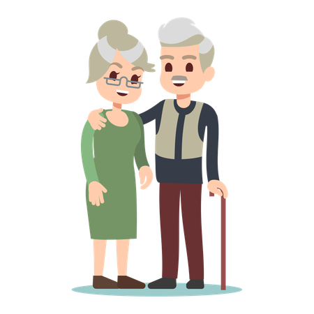 Happy elder couple posing  Illustration