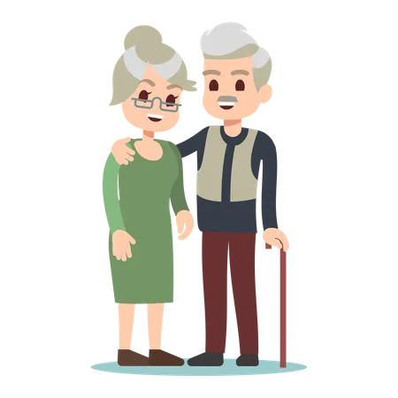 Happy elder couple posing  Illustration