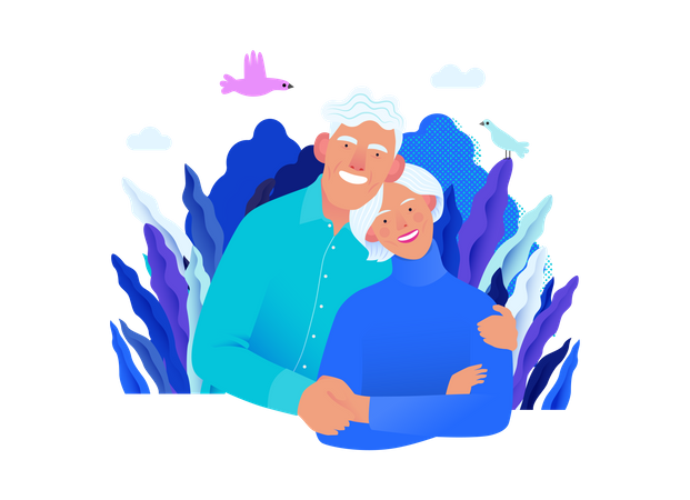 Happy Elder couple with Medical insurance  Illustration