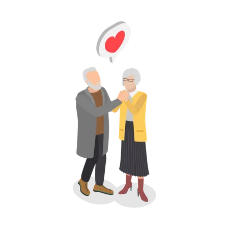 3 D Isometric Flat Vector Conceptual Illustration Of Elderly Couple Happy Seniors Illustration