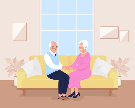Happy elderly couple Illustration