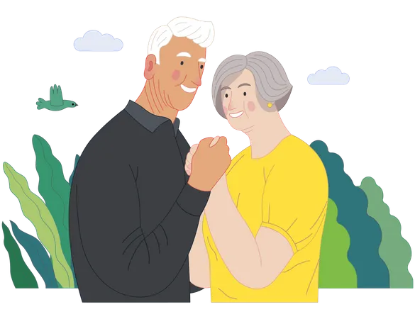 Happy elderly couple Illustration