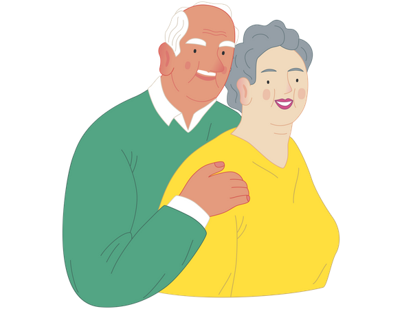 Happy elderly couple  Illustration