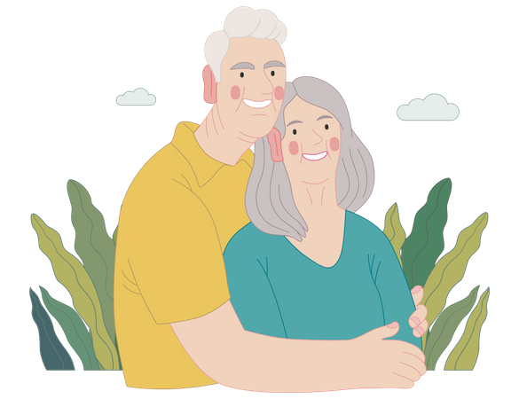 Happy elderly couple  Illustration