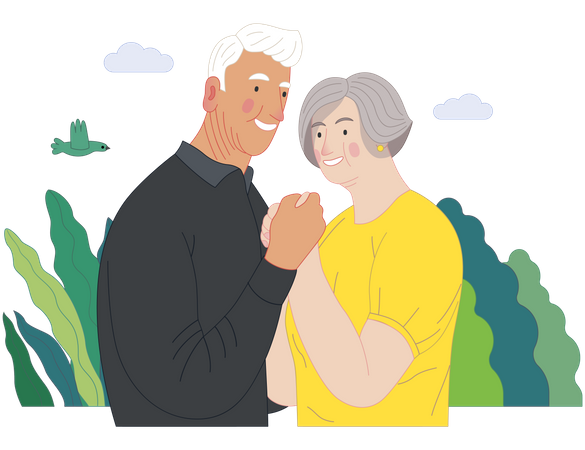 Happy elderly couple  Illustration