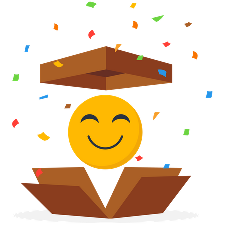 Happy Emoji outside the box  일러스트레이션