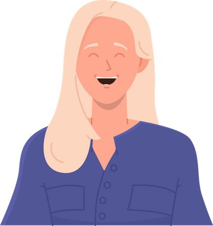 Happy emotional young woman laughing loudly  Illustration