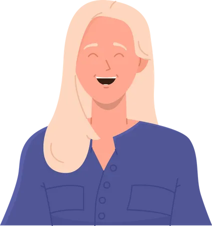 Happy emotional young woman laughing loudly  Illustration