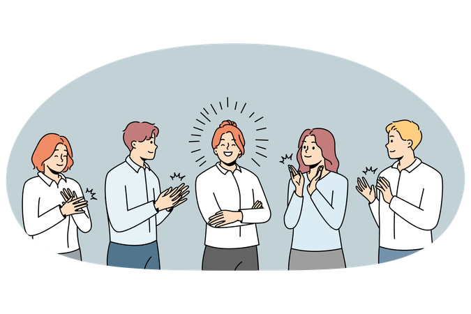 성공적인 리더에게 행복한 직원의 박수  일러스트레이션