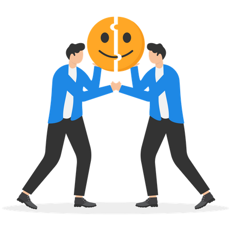 Happy employees at business workplace  Illustration