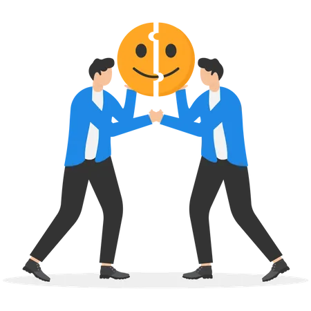 Happy employees at business workplace  Illustration