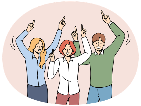 Happy employees dancing together  Illustration