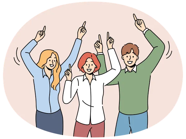 Happy employees dancing together  Illustration
