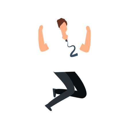 Happy excited employees jumping  Illustration