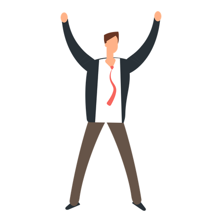 Happy excited employees jumping  Illustration