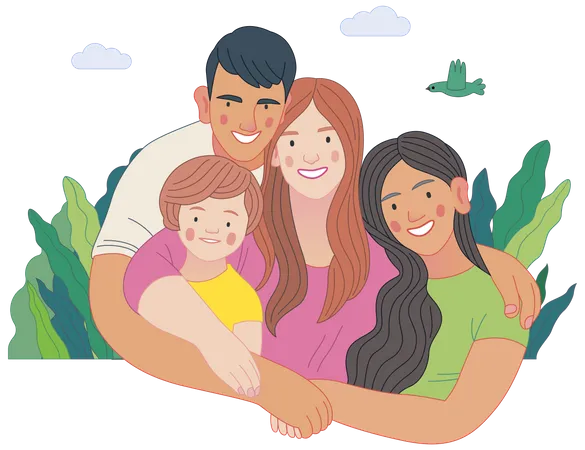 Happy International Family With Kids Family Health And Wellness Modern Flat Vector Concept Digital Illustration Of A Happy Family Of Parents And Children Family Medical Insurance Plan Illustration