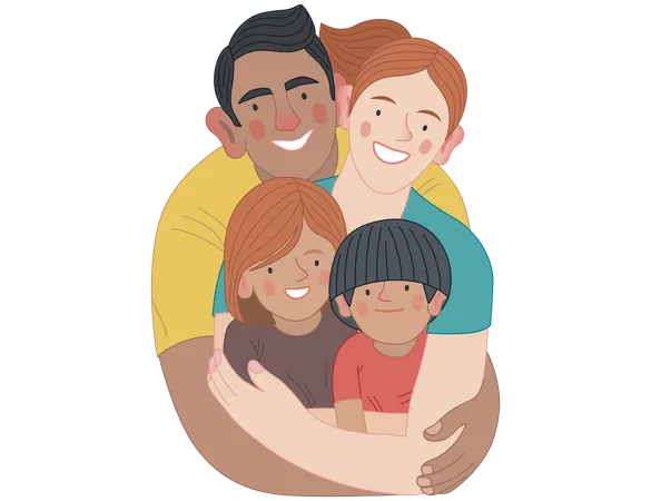 Best Premium Happy Family With Kids Illustration download in PNG & Vector  format