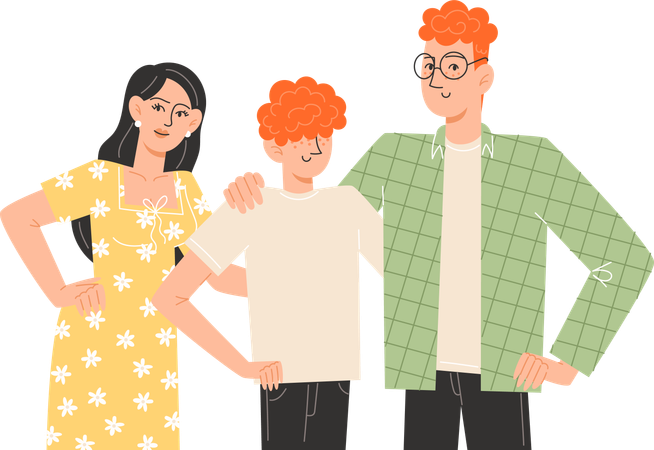 Happy family are standing next to each other  Illustration