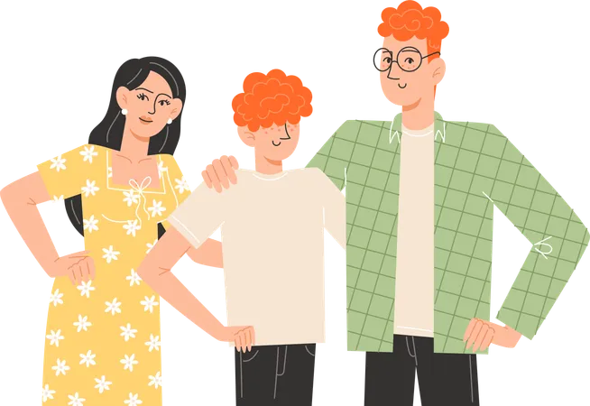 Happy family are standing next to each other  Illustration