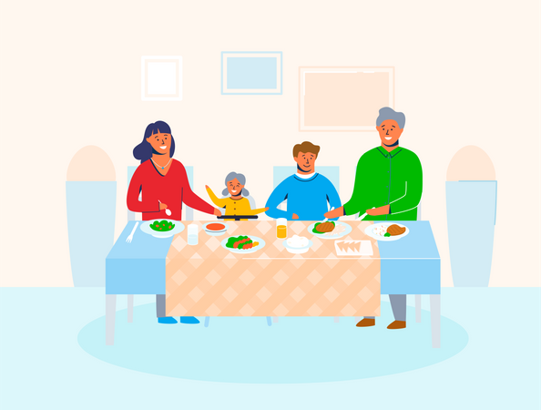 Happy family at home  Illustration