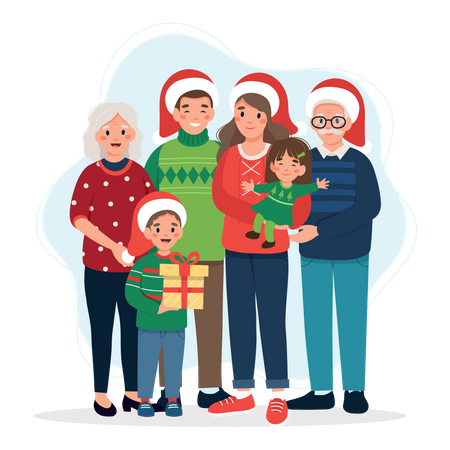 Happy family celebrating Christmas  Illustration