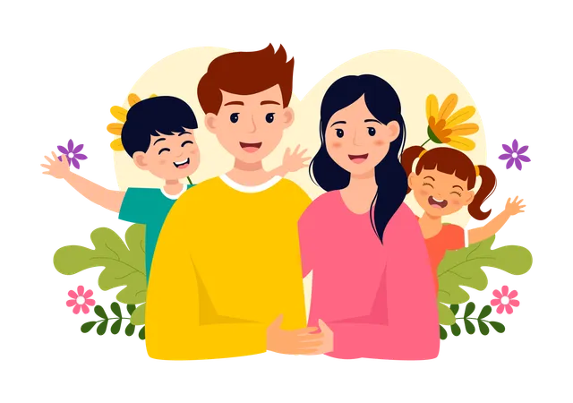 Happy family celebrating global parents day  Illustration
