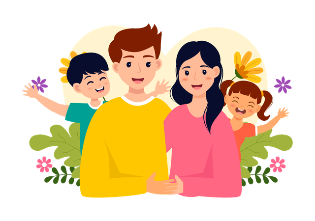 Happy family celebrating global parents day  Illustration