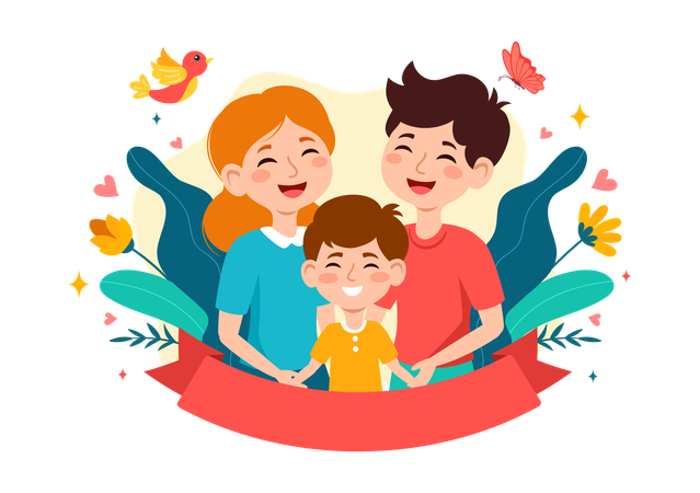 Happy family celebrating international family day  Illustration