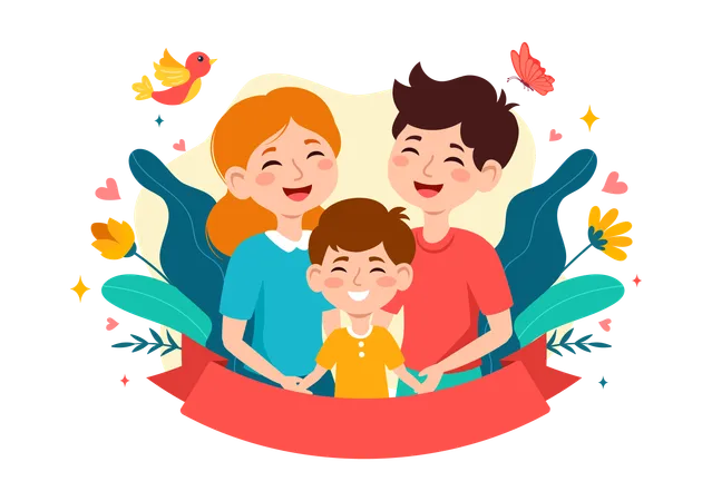 Happy family celebrating international family day  Illustration