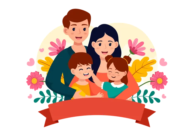 Happy family celebrating parents day  Illustration