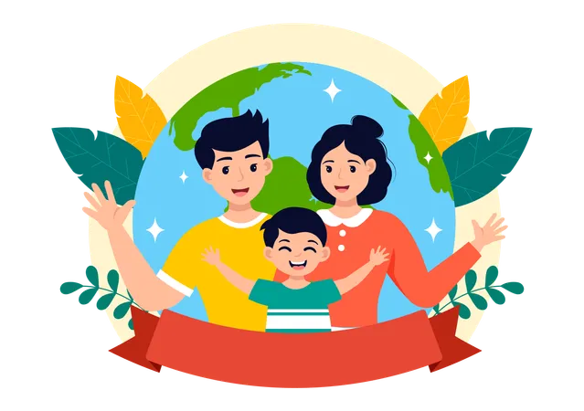 Global Day Of Parents Vector Illustration With Importance Of Being A Parenthood With Togetherness Mother Father Kids Concept In Flat Background Illustration