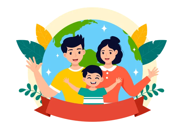 Happy family celebrating parents day  Illustration