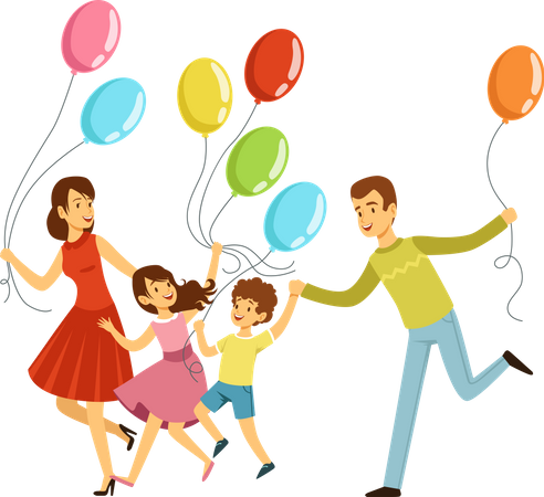 Happy family celebrating together  Illustration