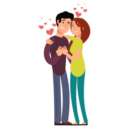 Happy family couple in love  Illustration