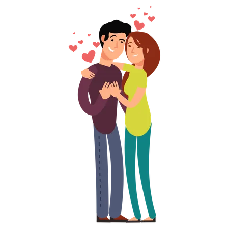 Happy family couple in love  Illustration