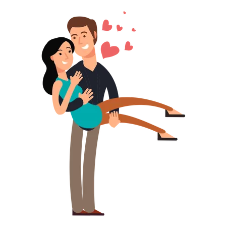 Happy family couple in love  Illustration