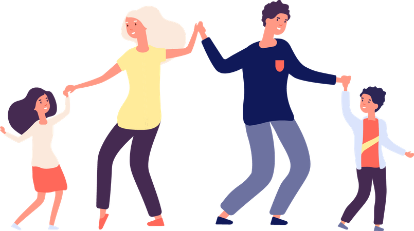 Happy family dancing Illustration