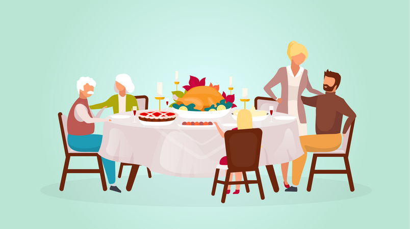 Happy family dinner  Illustration