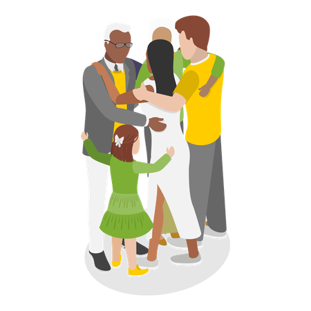 Happy Family doing family hug  Illustration