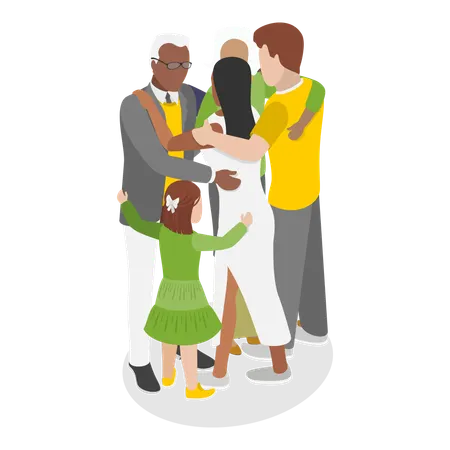 Happy Family doing family hug  Illustration