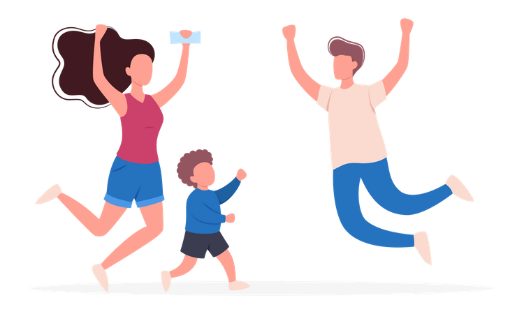 Happy family enjoying on vacation Illustration